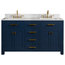 Madison 60" Carrara White Marble Vanity, Monarch Blue
