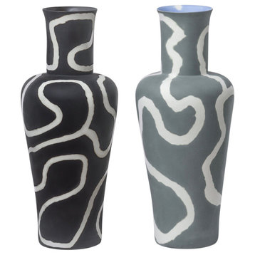 Porcelain Lover Vase With Unique Sanded Pattern, Grey