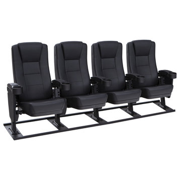Seatcraft Montago Movie Theater Seating, Black, Row of 4