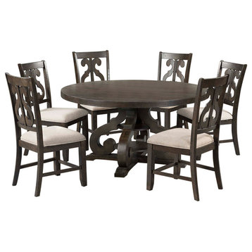 Stanford Round 7-Piece Dining Set, Round Table & 6 Chairs