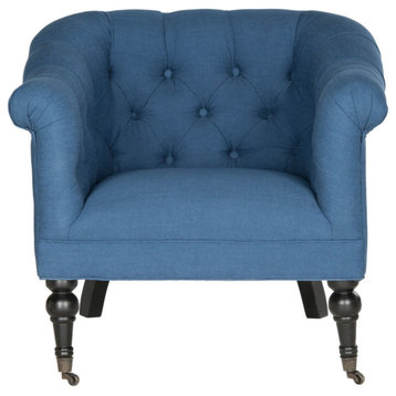 Bryan Tufted Club Chair, Steel Blue