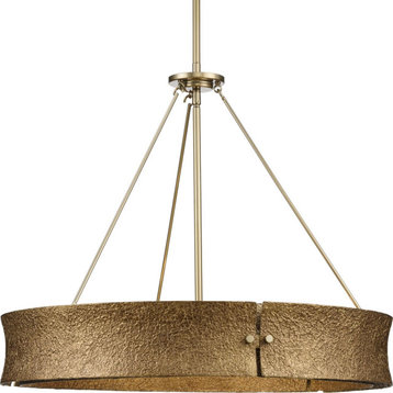 Lusail Collection Soft Gold Luxe Industrial Chandelier, 5-Light