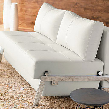 Innovation USA | Cubed Deluxe White Leather Textile Sofa Bed -$1750.52