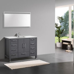 48" Matte Grey Vanity with White Quartz Counter Top - Bathroom Vanities And Sink Consoles