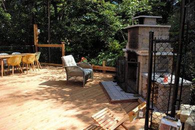25 x 25 exterior deck with fireplace.