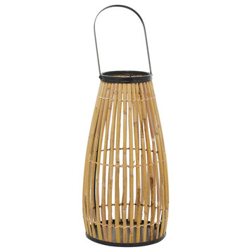 Natural Brown Wicker Wood Candle Lantern 562574