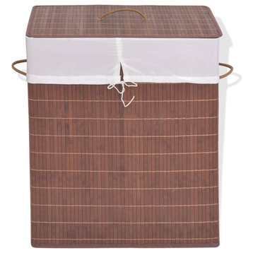 vidaXL Laundry Basket with Lid and Handles Dirty Clothes Basket Brown Bamboo