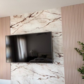 Houston Luxury Bedroom Drapery, Chandelier & TV Wall Installation