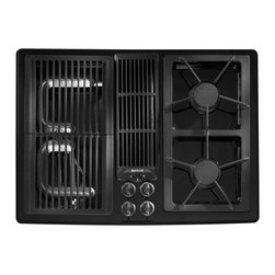 Jenn-Air 30" Gas Downdraft Cooktop, Black On Black | JGD8130ADB - Cooktops