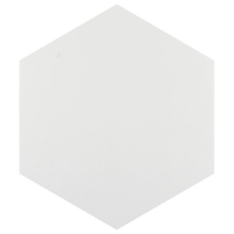 Hextile Ceramic Floor and Wall Tile, Matte Blanco, 25