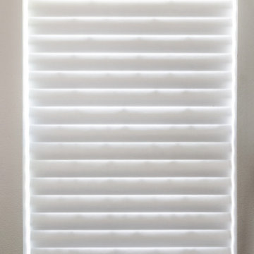 Lowered and closed Hunter Douglas Pirouette Window Shadings with PowerView®