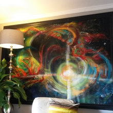 livingroom with original art by ELKA
