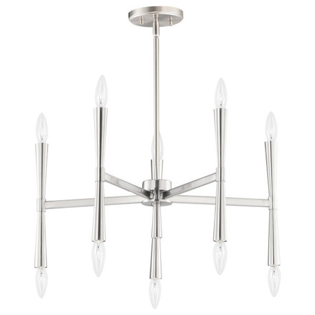 Rome 10-Light Chandelier, Satin Nickel