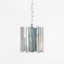 Worlds Away Faceted Antique Mirror Pendant - Small  Lighting - Pendant Lighting