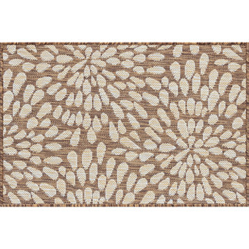 Edith Transitional Floral Indoor Rug, Brown/Cream, 2'x3'