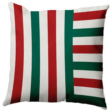 Christmas Stripes Accent Pillow, Forest Green, 26"x26"