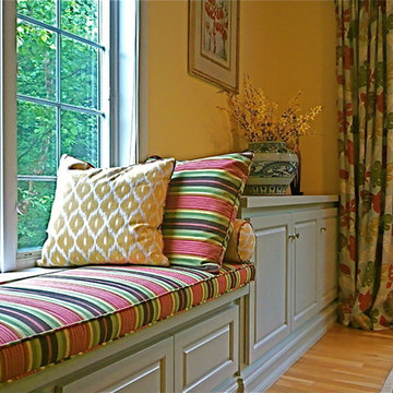 Family Room with built-in window seat