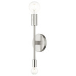 Livex Lighting - Brushed Nickel Contemporary Sconce - Simplicity and attention to detail are the key elements of the Blairwood collection.  The dimensional form, exposed bulbs and combination of finishes adds a playful mood to a contemporary or urban interior. This ADA double light sconce design gives a new face to a bedroom, hallway or a bathroom vanity.  It is shown in a brushed nickel finish.