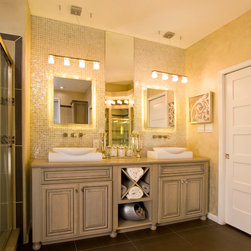 ET2 Blocs Hanging Linear Pendants in Modern Master Bathroom - Kitchen Island Lighting
