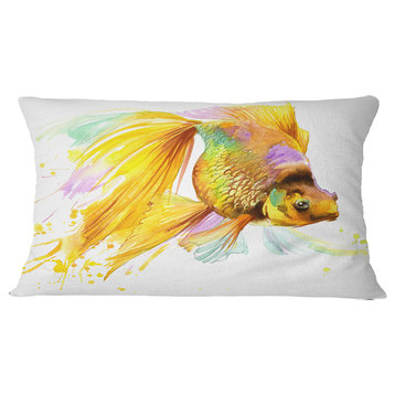 Gold Fish Illustration Animal Throw Pillow, 12"x20"