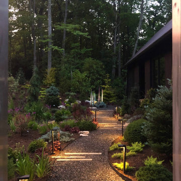 The front pathway at dusk.
