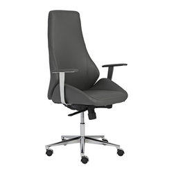 Euro Style - Bergen Gray Faux Leather High Back Office Chair - Bar Stools And Counter Stools