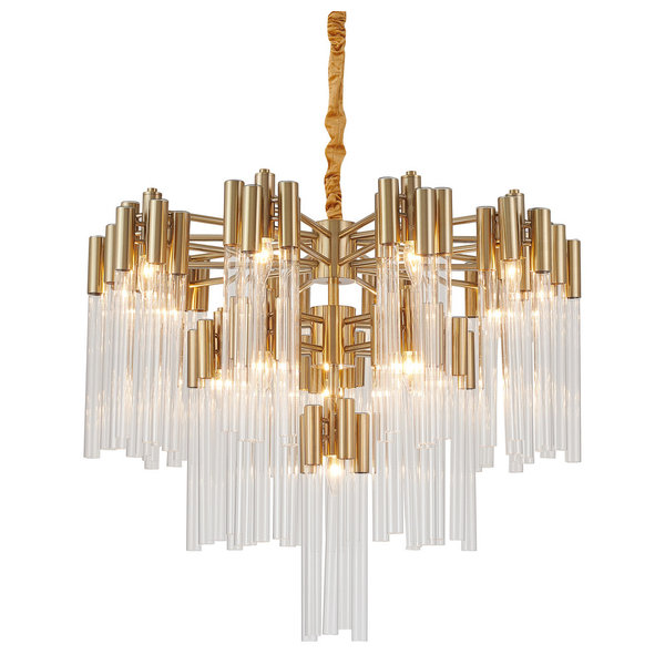 Oval Gold Frame, Clear Glass Rod Chandelier Oval Gold Frame, Clear Glass Rod Chandelier