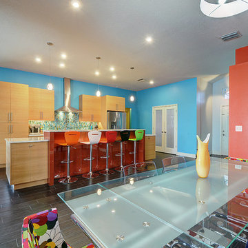 Bright and Colorful Kitchen and Living Space
