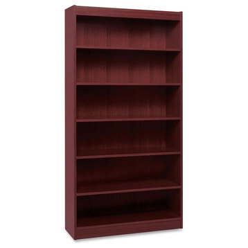 Lorell Panel End Hardwood Veneer Bookcase, Wood, 6-Shelf, 36" X 12" X 84"