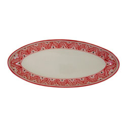 Le Souk Ceramique - Extra Large Stoneware Oval Platter Nejma Design - Serving Dishes And Platters