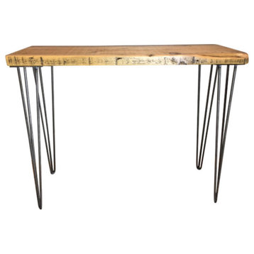 Urban Reclaimed Wood Console Table, Hairpin Legs, 12x36x30, Clear Coat