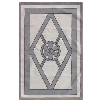 Geometric Handwoven Cotton Rug | Andrew Martin Grove, Gray, Medium