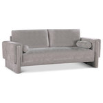Meridian Furniture - Madeline Chenille Fabric Upholstered Chair, Grey, Sofa - Refresh your living space with this Madeline chenille fabric living room sofa. It's upholstered in rich grey chenille fabric with plush padding and bolster pillows that complete the look while supporting your body while you relax and unwind. The sofa's modish design ensures it seamlessly complements any decor and fits well with other items in the Madeline collection. Whether you're entertaining guests or unwinding with a book, this chair provides both coziness and sophistication.