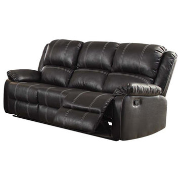 ACME Zuriel Faux Leather Motion Reclining Sofa in Black