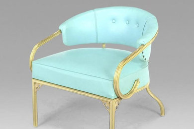 Four Cymbal Collection Gold & Turquoise Lounge Chairs