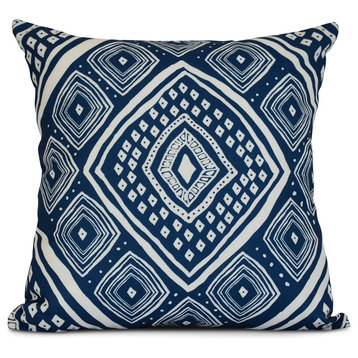 Navy Blue Diamond Jill, Geometric Print Pillow, 18"x18"