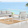 Crown 4-Piece White Aluminum and Teak Outdoor Seating Set