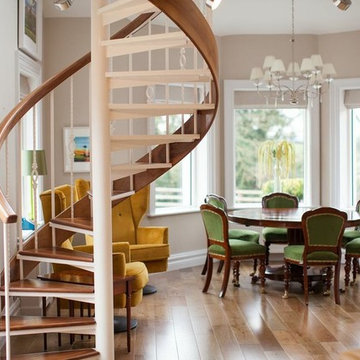 Wallnut Curved with continuous handrail
