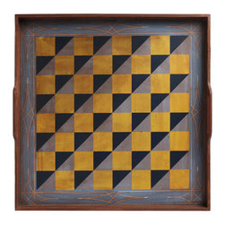 Folk Art Game Board - Blue Checker - Artwork