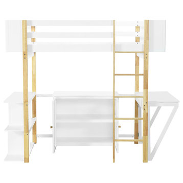 TATEUS Functional and Trendy Loft Bed Unit, with Desk and Storage Solutions, White, Twin