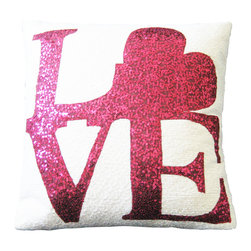 DECORATIVE PILLOWS MIAMI - "Love" Sequin Pillow, 20"x20" - Decorative Pillows