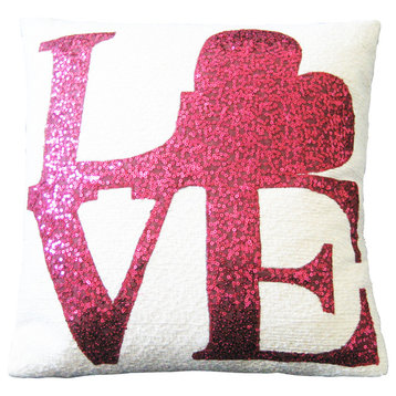 "Love" Sequin Pillow, 20"x20"