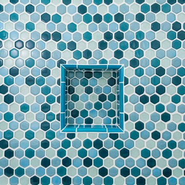 Eclectic Blue Bathroom Remodel