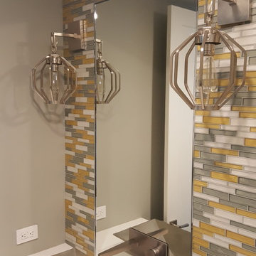 Los Altos Mirrors, Shower Enclosure, cabinet door glass installed-Art Ruiz build