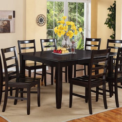 9PC Parfait Square Dining Set, Table + 8 wood chairs in cappuccino finish SKU: F - Dining Sets
