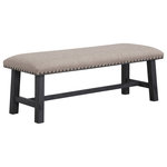 OSP Home Furnishings - Callen Bench, Antique Gray Frame/Antique Bronze Nailhead Trim/Gray Fabric - Add sophisticated appeal to your entry, dining room or guest room with the versatile Callen Bench. Perfect for adding definition to an entry. Ideal for giving that finishing touch to a cozy guest room and a smart way to add extra seating in the dining room. Create a winning solution to any seating whim. Attractive mortise and tenon frame made of solid wood and tailored nailhead trim keep this design on-point and perfectly in place anywhere in your home.