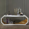 Octagon White Console Table, Gold Leaf Inside 90" Modern Entryway Table