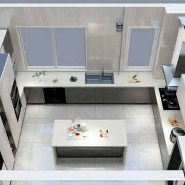 Custom Modern Kitchen Cabinets with Island