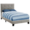 Contemporary Upholstered Bed, Gray, Twin, Material: Linen