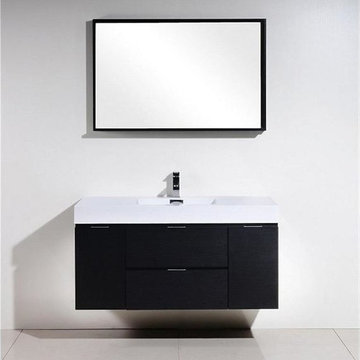 Lux 48" Black Wall Mount Single Sink Modern Bathroom Vanity